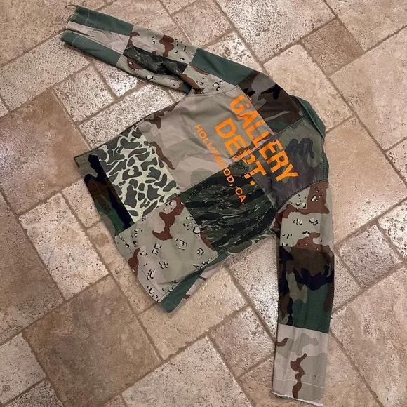 Gallery Dept Camo Print Patchwork Twill Button Up Shirt Jacket